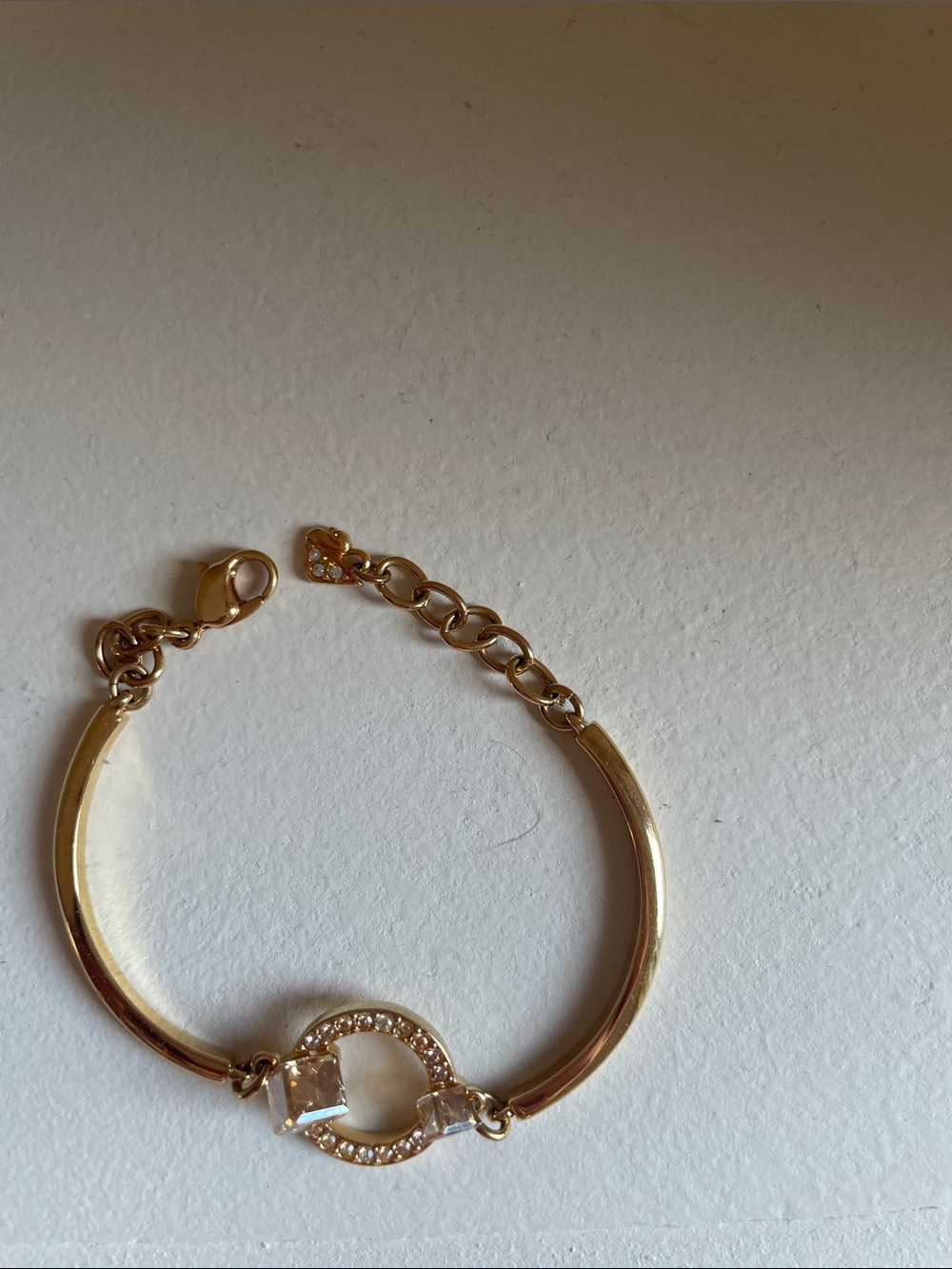 Swarovski Gold Tone Crystal Bangle Bracelet - Women Jewelry- 5.5"